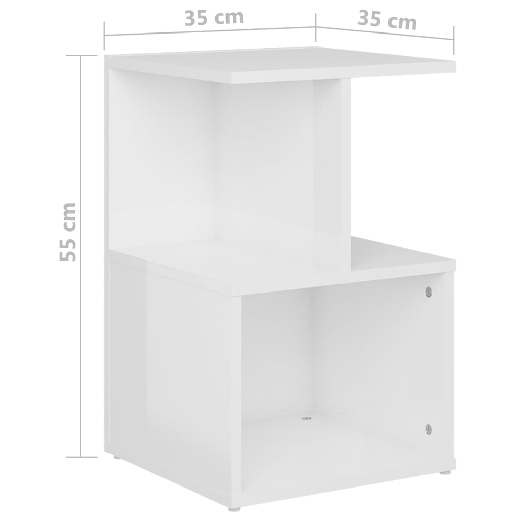 806358 vidaXL Bedside Cabinet High Gloss White 35x35x55 cm Engineered Wood