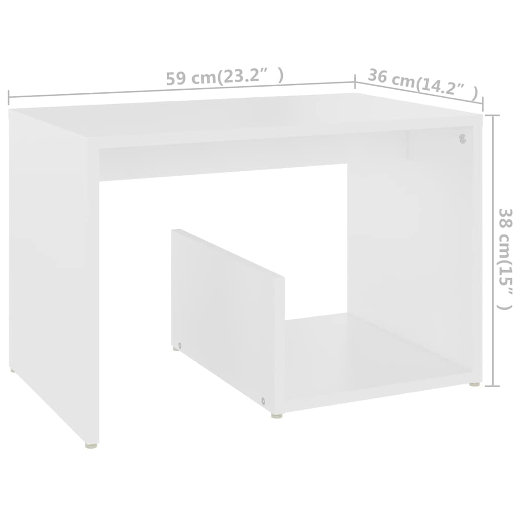 806696 vidaXL Side Table White 59x36x38 cm Engineered Wood