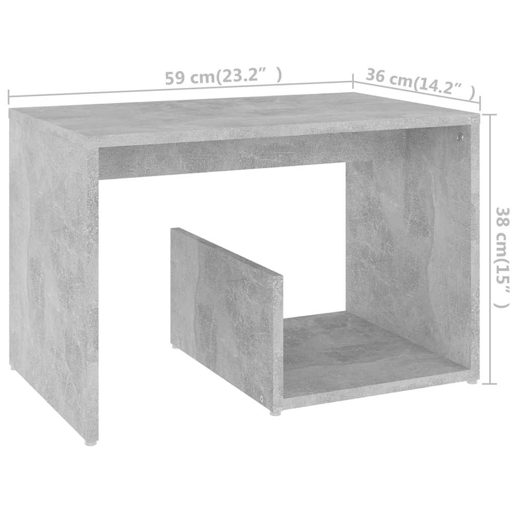 806700 vidaXL Side Table Concrete Grey 59x36x38 cm Engineered Wood