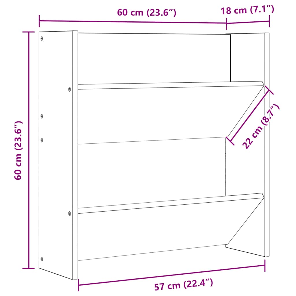 Wall Shoe Cabinets 2 pcs Sonoma Oak 60x18x60cm Engineered Wood