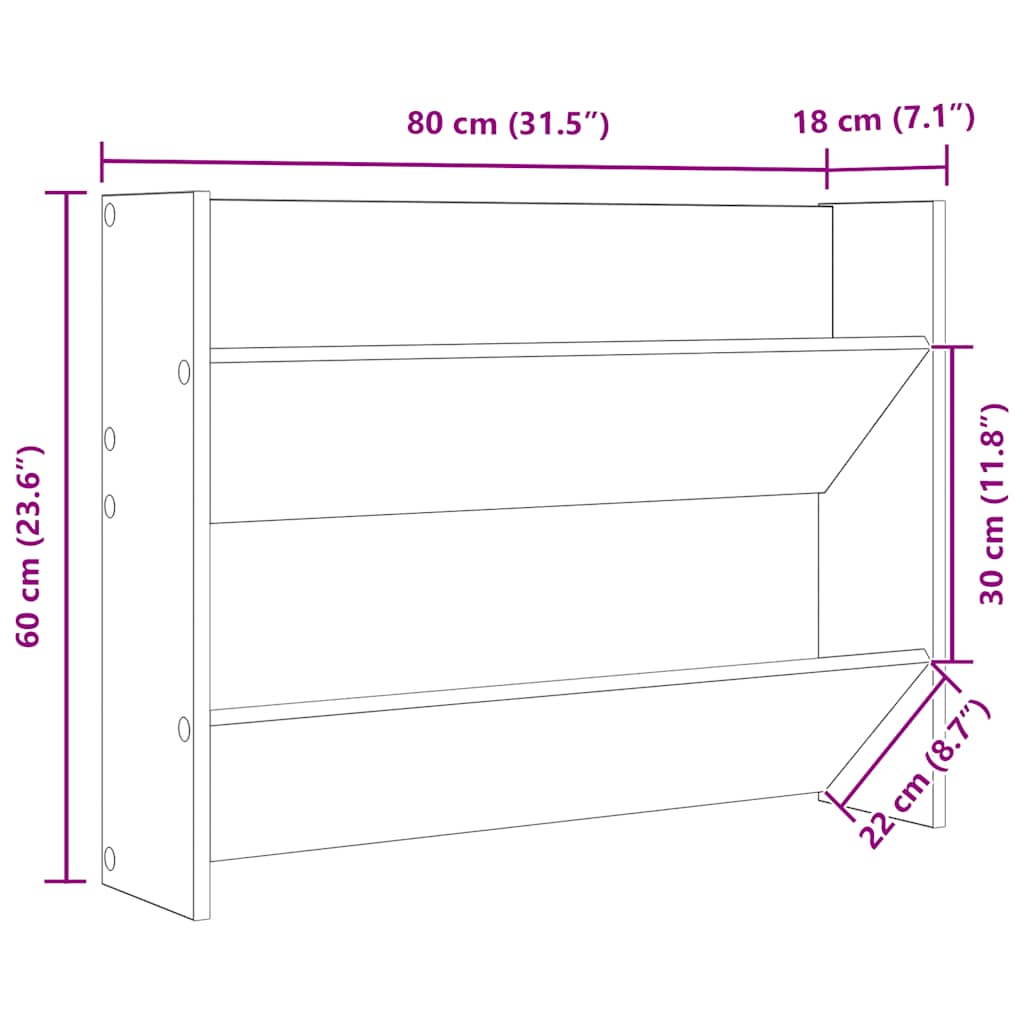 806742 vidaXL Wall Shoe Cabinet 2 pcs White 80x18x60 cm Engineered Wood