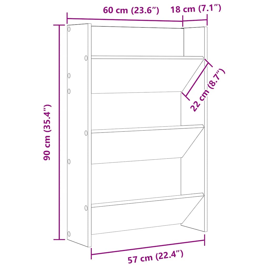 Wall Shoe Cabinets 2 pcs Concrete Grey 60x18x90 cm Engineered Wood