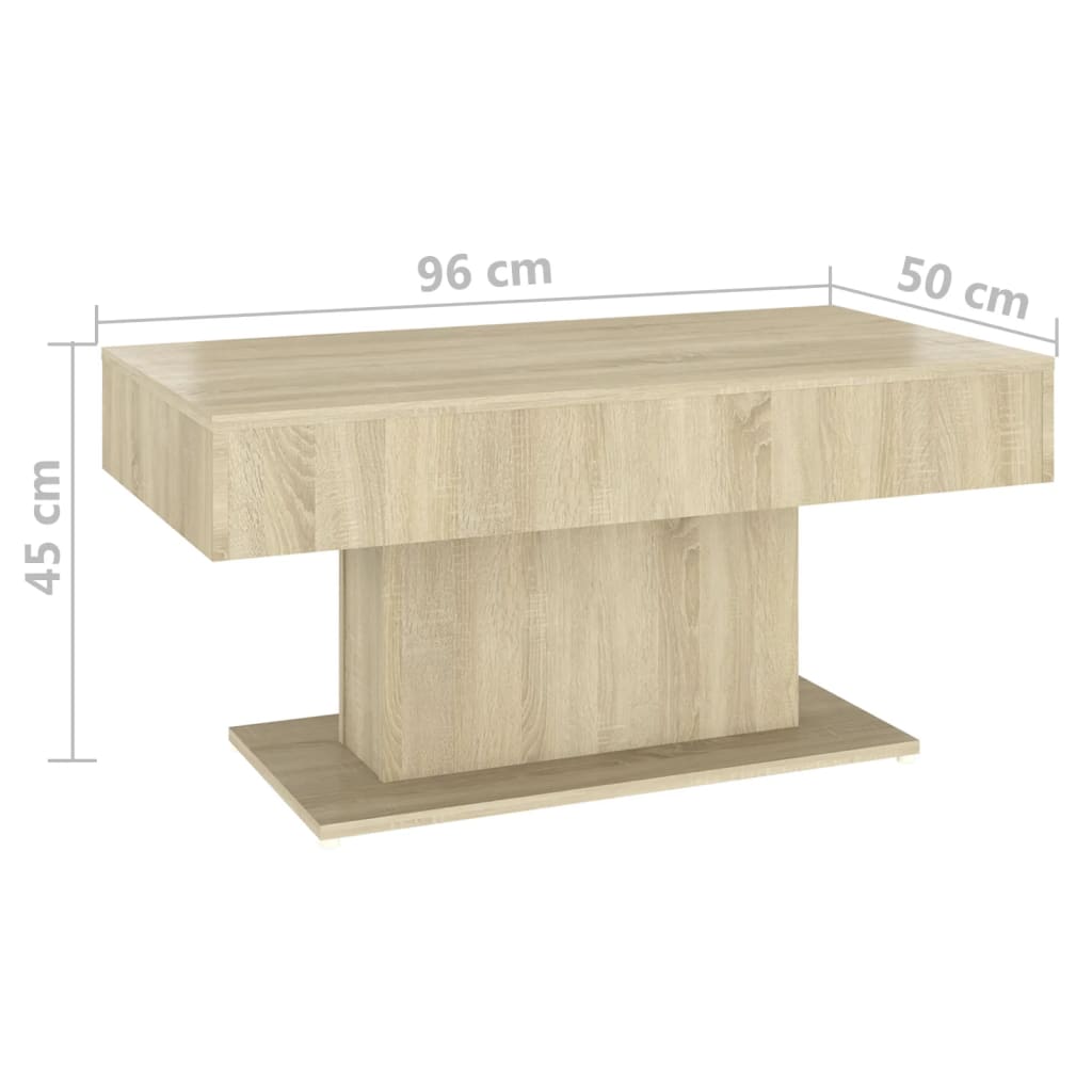 806834 vidaXL Coffee Table Sonoma Oak 96x50x45 cm Engineered Wood