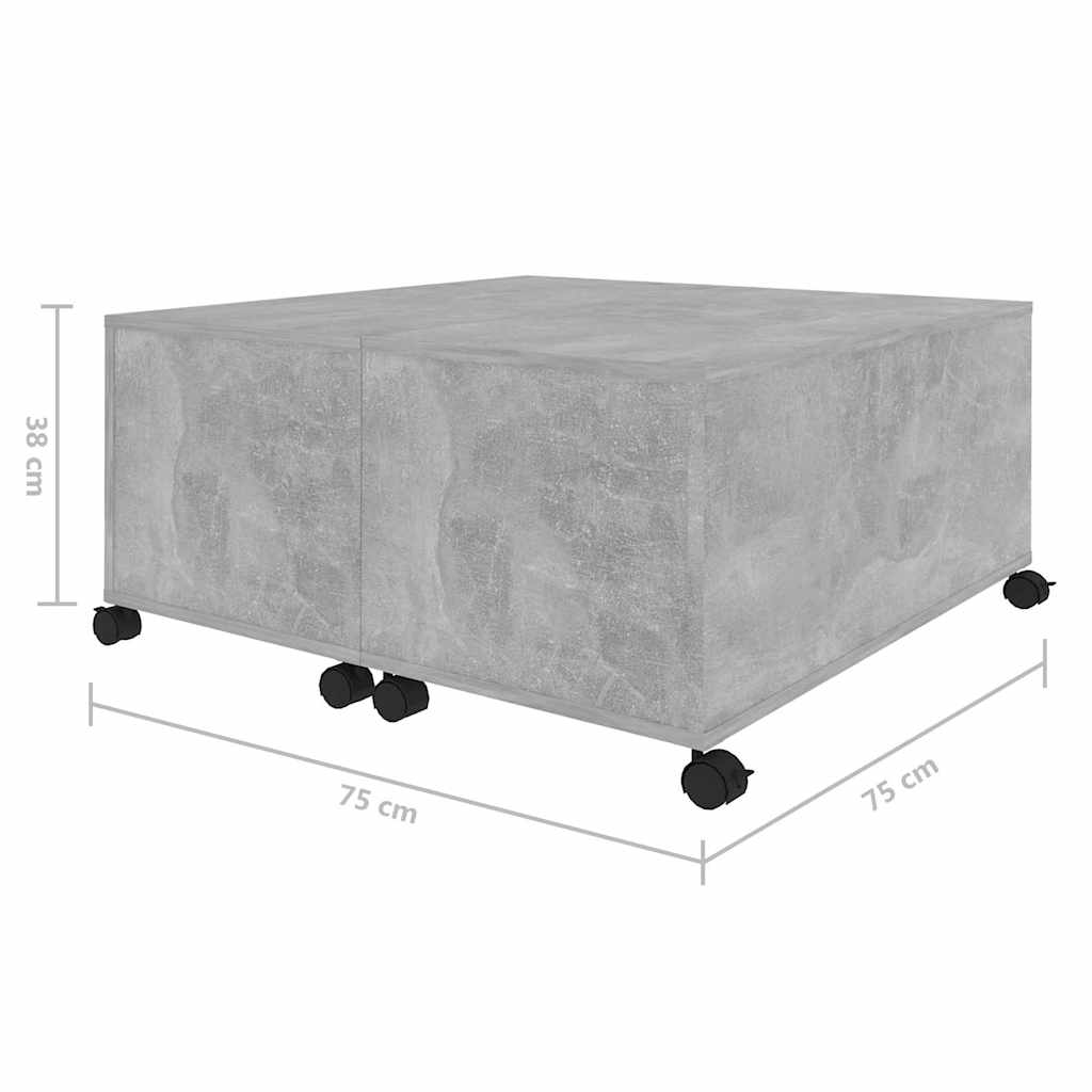 806871 vidaXL Coffee Table Concrete Grey 75x75x38 cm Engineered Wood