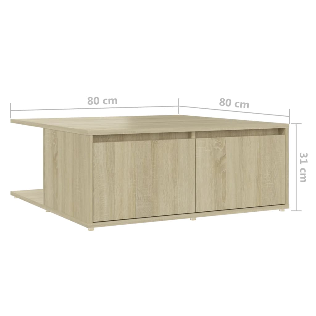 806879 vidaXL Coffee Table Sonoma Oak 80x80x31 cm Engineered Wood