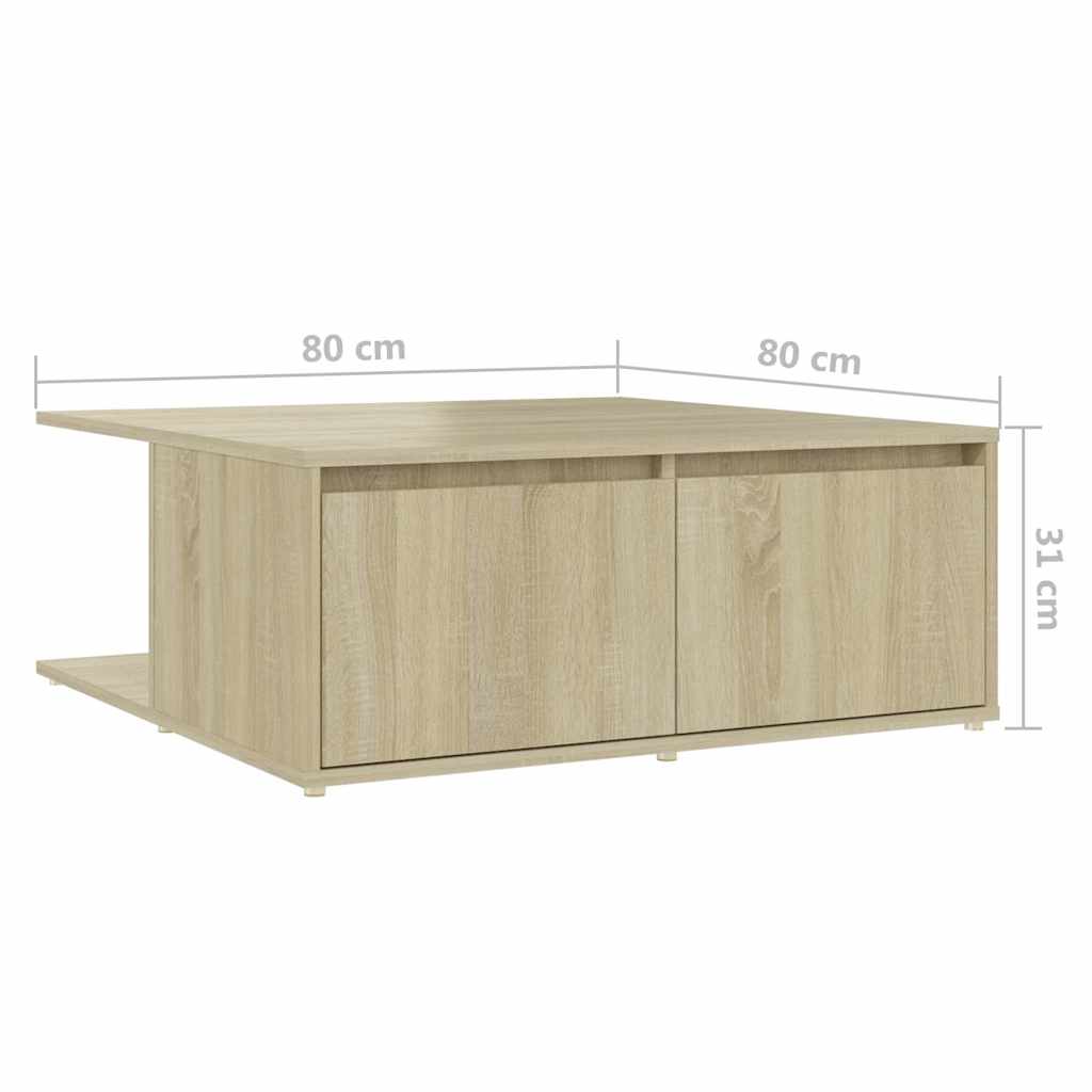 806879 vidaXL Coffee Table Sonoma Oak 80x80x31 cm Engineered Wood