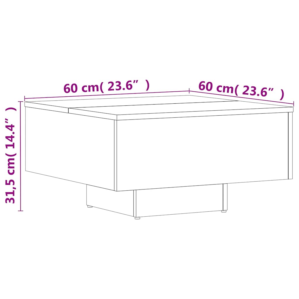 806888 vidaXL Coffee Table Sonoma Oak 60x60x31,5 cm Engineered Wood