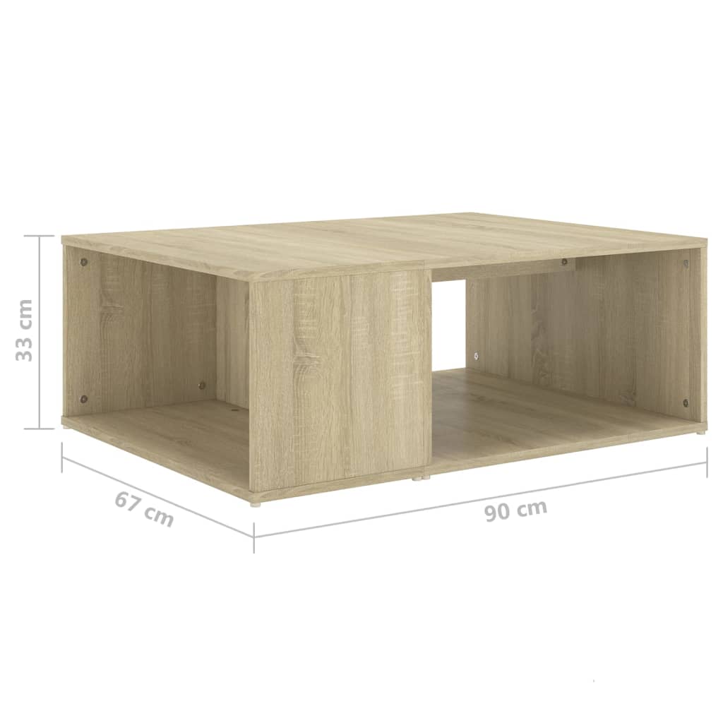 806906 vidaXL Coffee Table Sonoma Oak 90x67x33 cm Engineered Wood