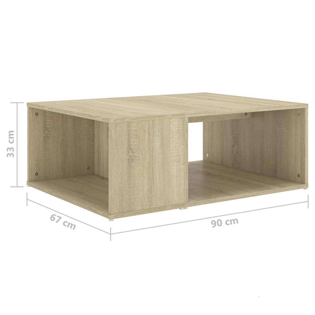 806906 vidaXL Coffee Table Sonoma Oak 90x67x33 cm Engineered Wood
