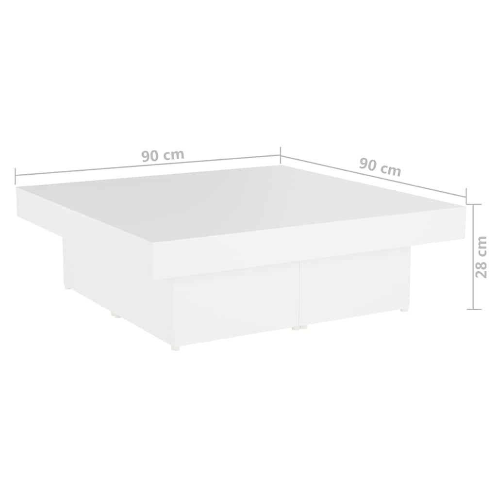 806912 vidaXL Coffee Table White 90x90x28 cm Engineered Wood