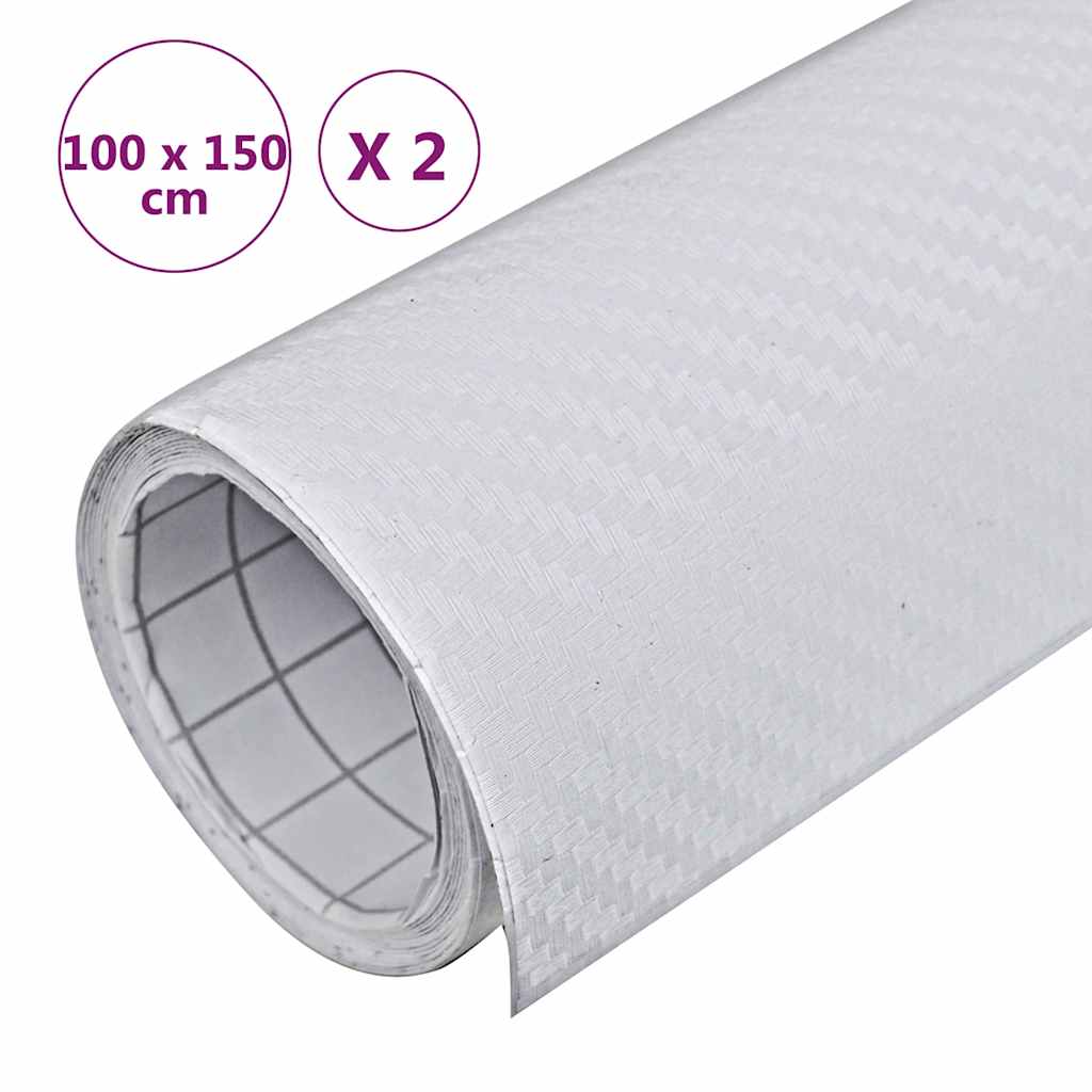 210719 vidaXL Car Films 2 pcs 3D White 100x150 cm