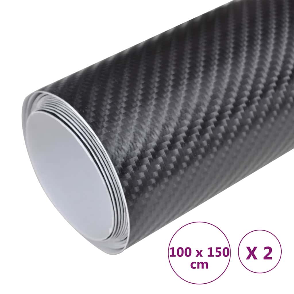 210722 vidaXL Car Films 2 pcs 4D Black 100x150 cm
