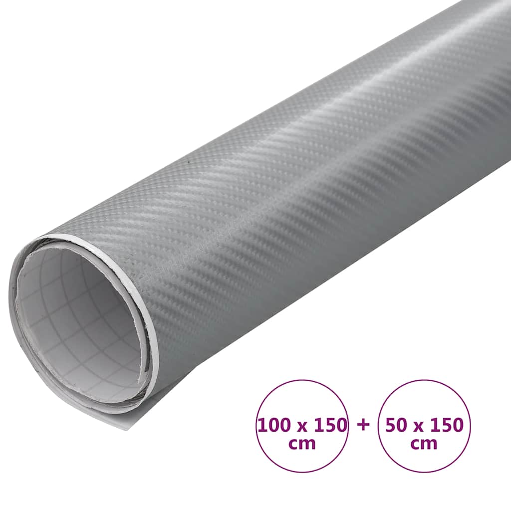 210727 vidaXL Car Films 2 pcs 4D Silver 100x150 cm+50x150 cm