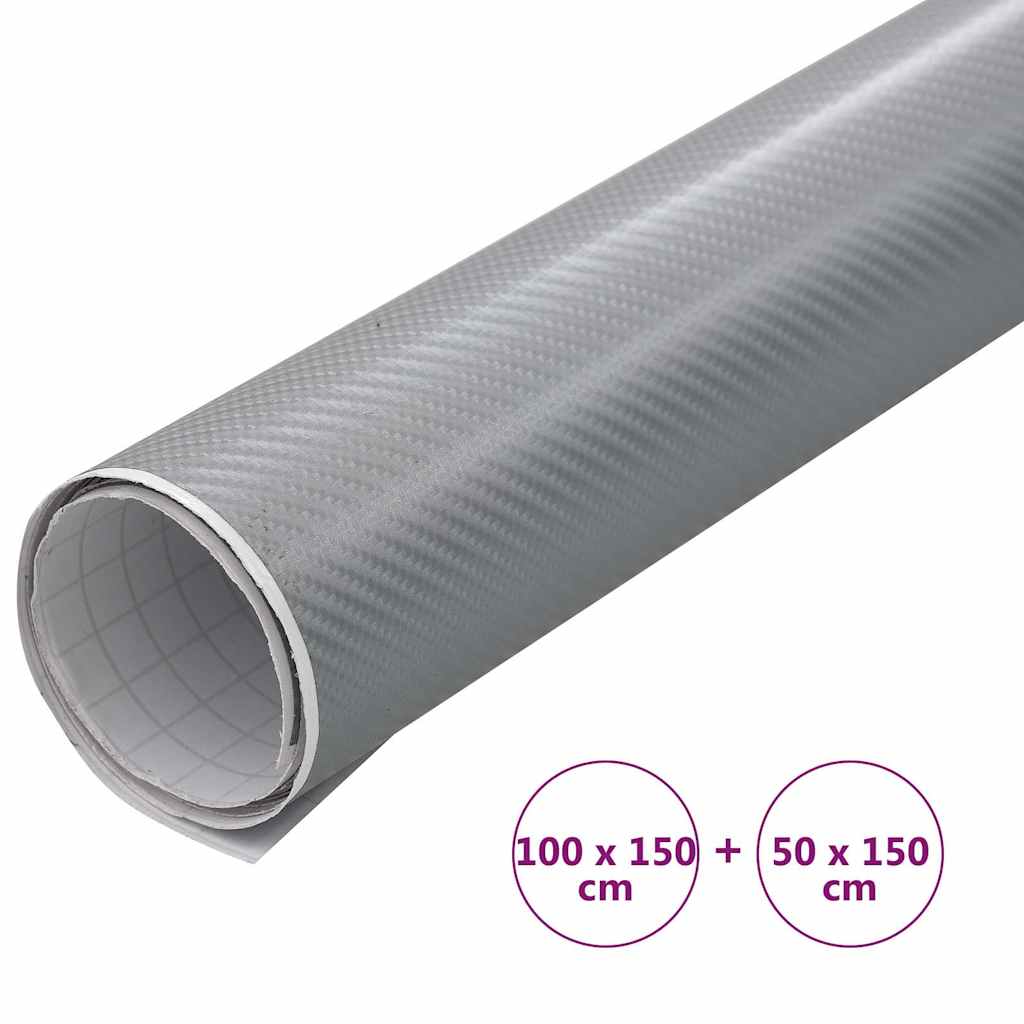 210727 vidaXL Car Films 2 pcs 4D Silver 100x150 cm+50x150 cm