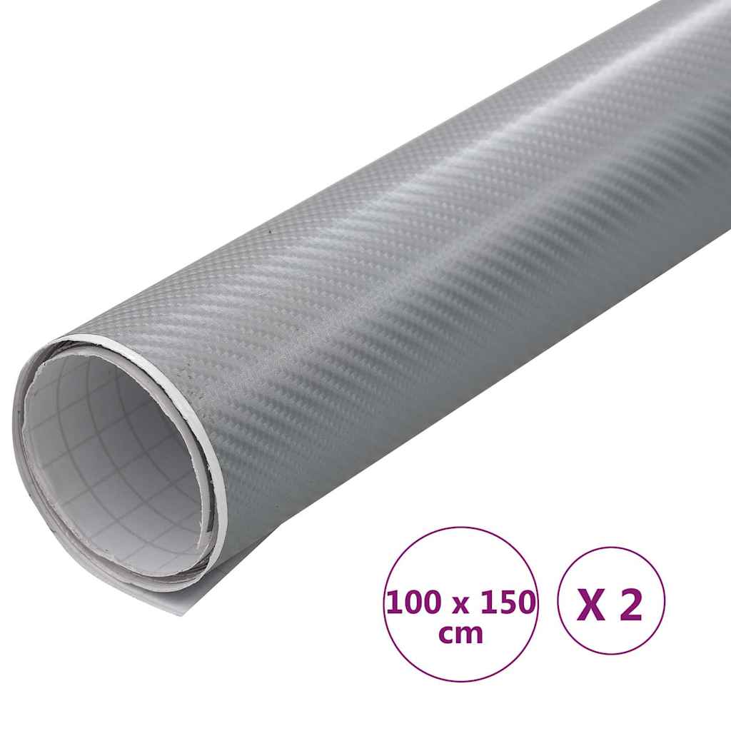 210728 vidaXL Car Films 2 pcs 4D Silver 100x150 cm