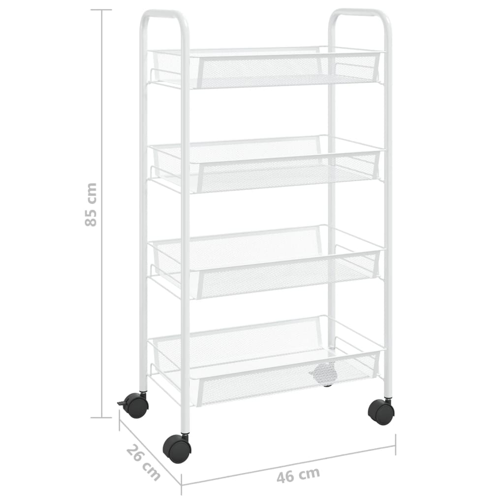 336326 vidaXL 4-Tier Kitchen Trolley White 46x26x85 cm Iron