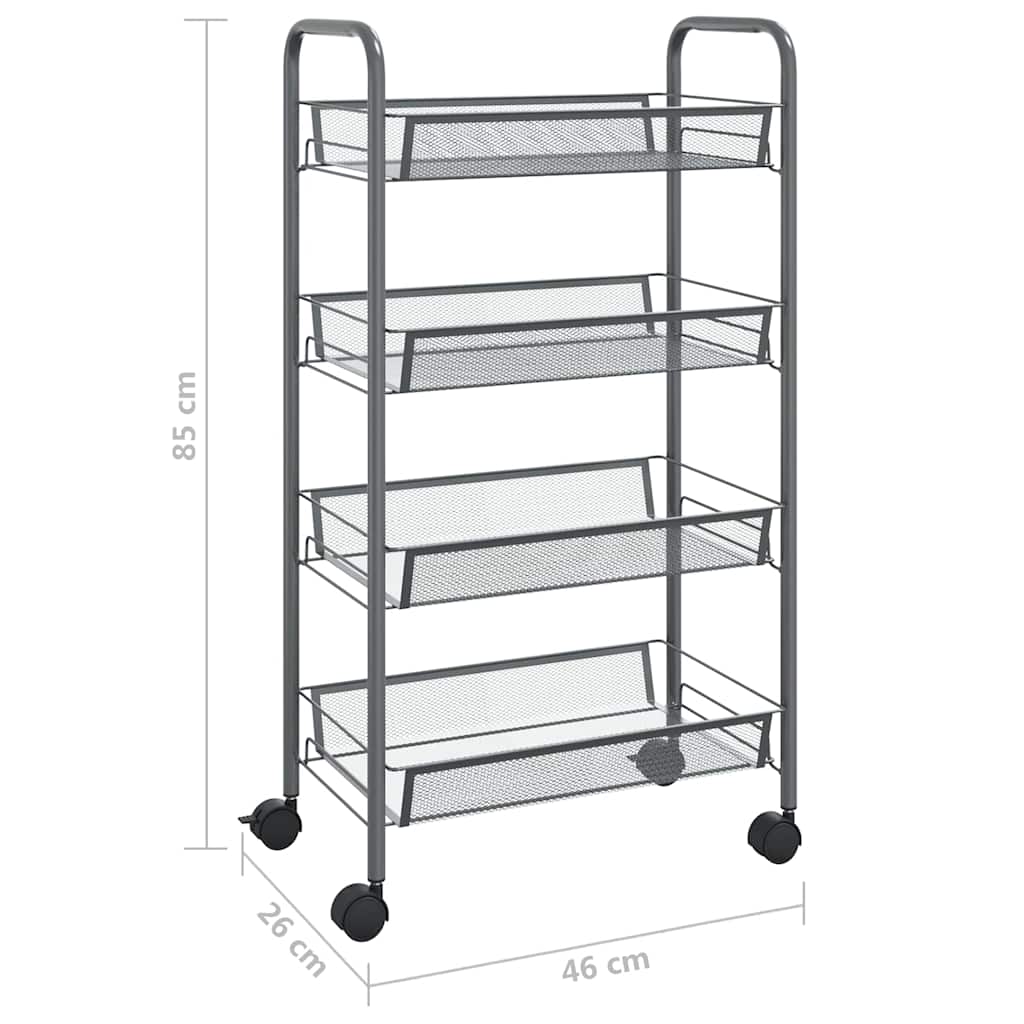 336327 vidaXL 4-Tier Kitchen Trolley Grey 46x26x85 cm Iron