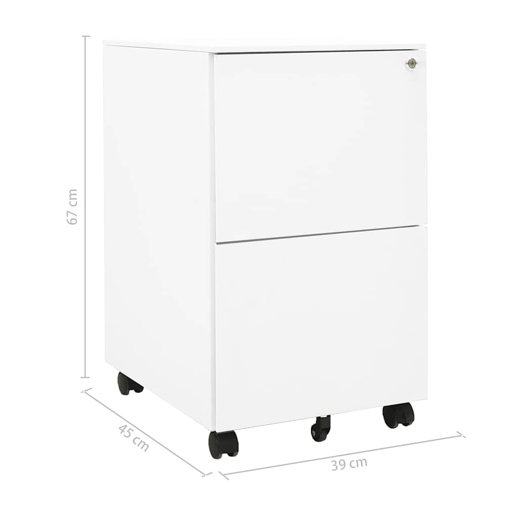 335974 vidaXL Mobile File Cabinet White 39x45x67 cm Steel