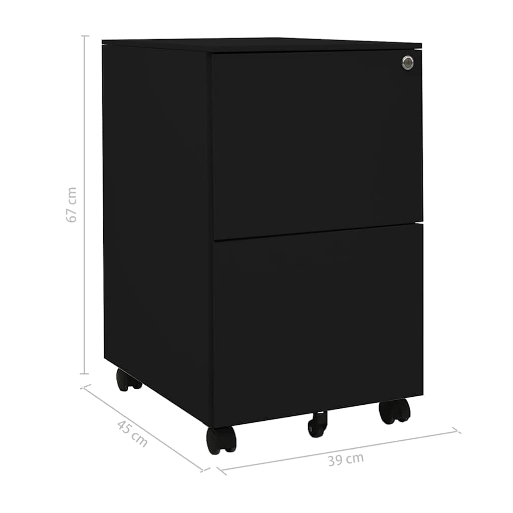 335976 vidaXL Mobile File Cabinet Black 39x45x67 cm Steel