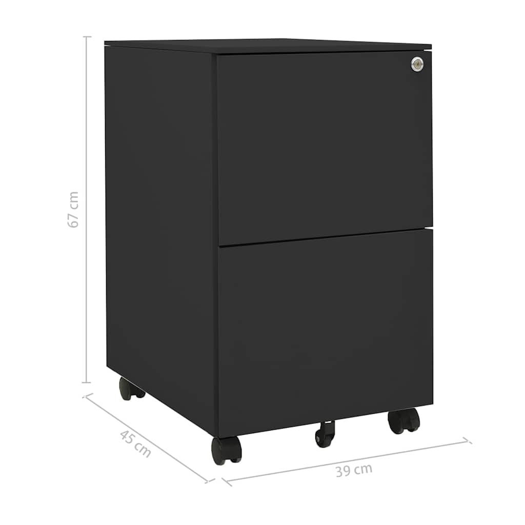 335977 vidaXL Mobile File Cabinet Anthracite 39x45x67 cm Steel