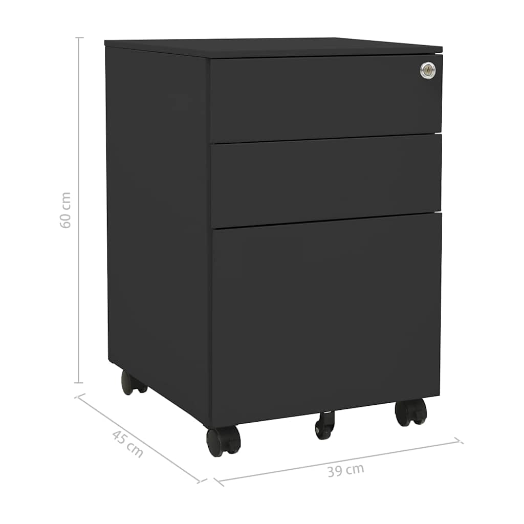 335981 vidaXL Mobile File Cabinet Anthracite 39x45x60 cm Steel