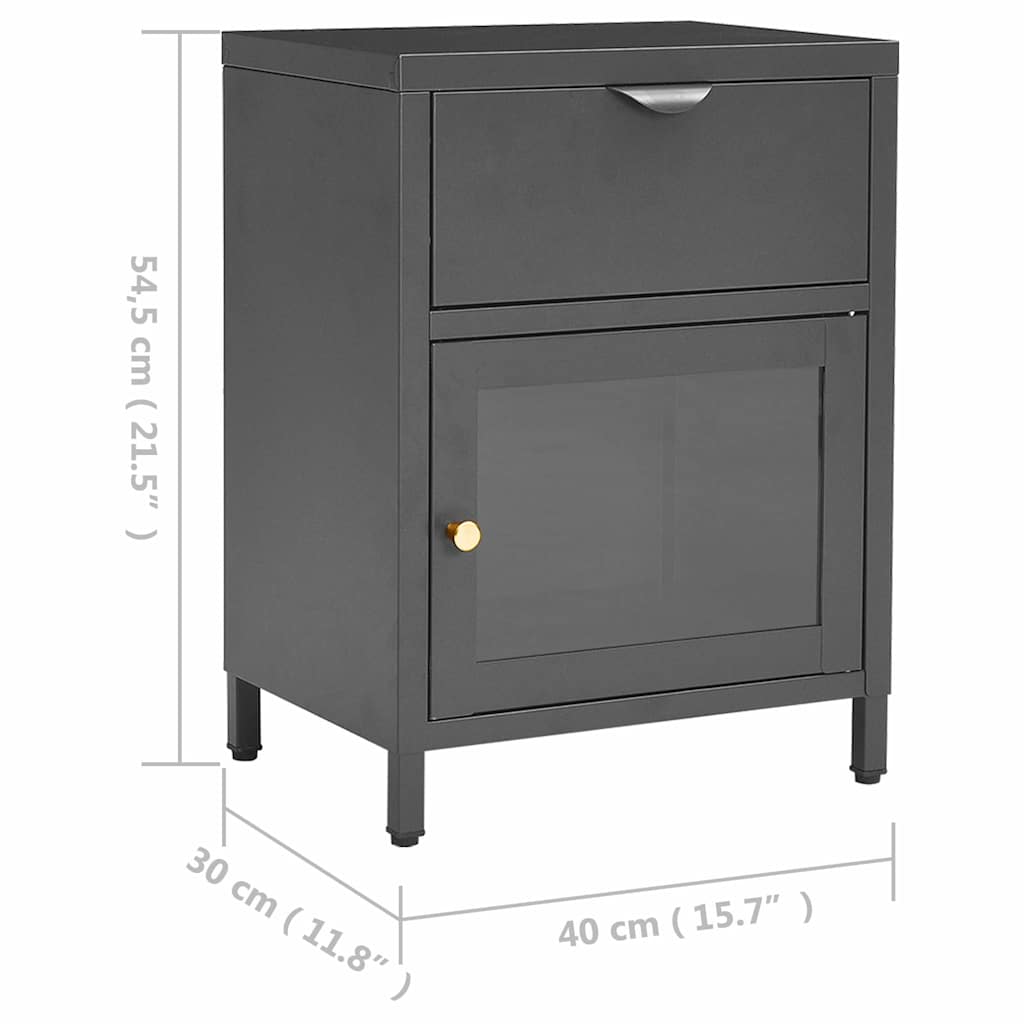 Nightstand Anthracite 40x30x54,5 cm Steel and Glass