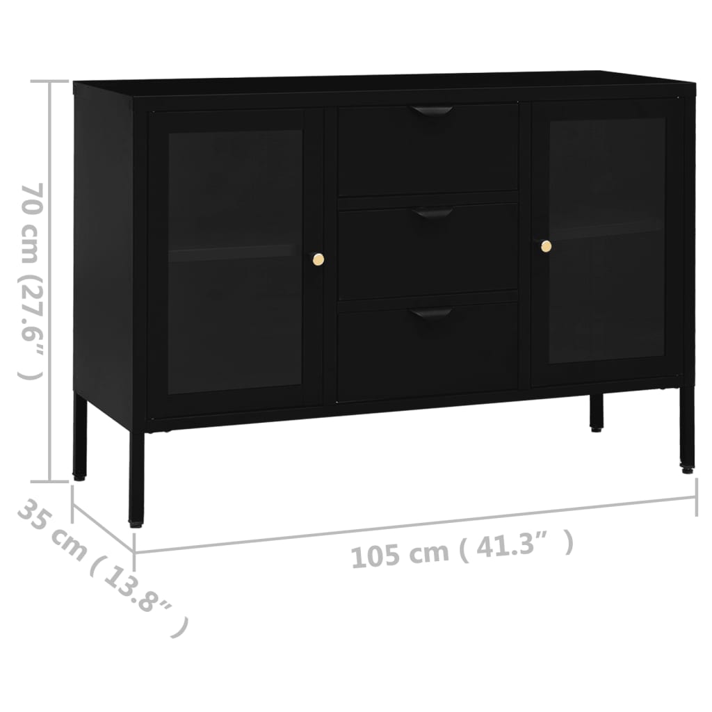 Sideboard | Black | Steel, tempered glass | Medium | Sideboard