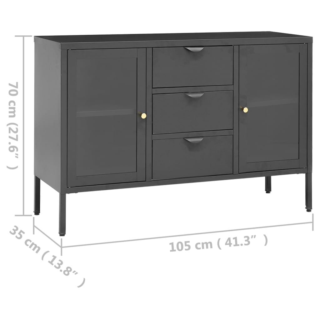 336078 vidaXL Sideboard Anthracite 105x35x70 cm Steel and Tempered Glass