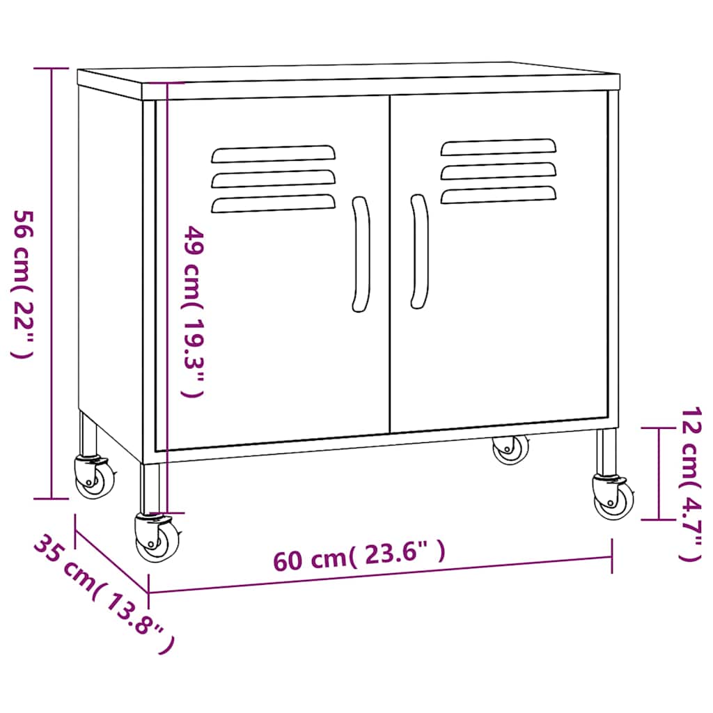 336265 vidaXL Storage Cabinet Pink 60x35x56 cm Steel