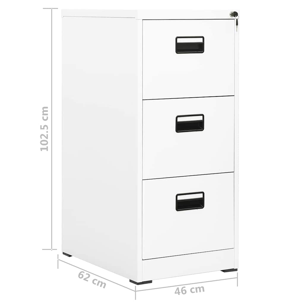 Filing Cabinet White 46x62x102.5 cm Steel
