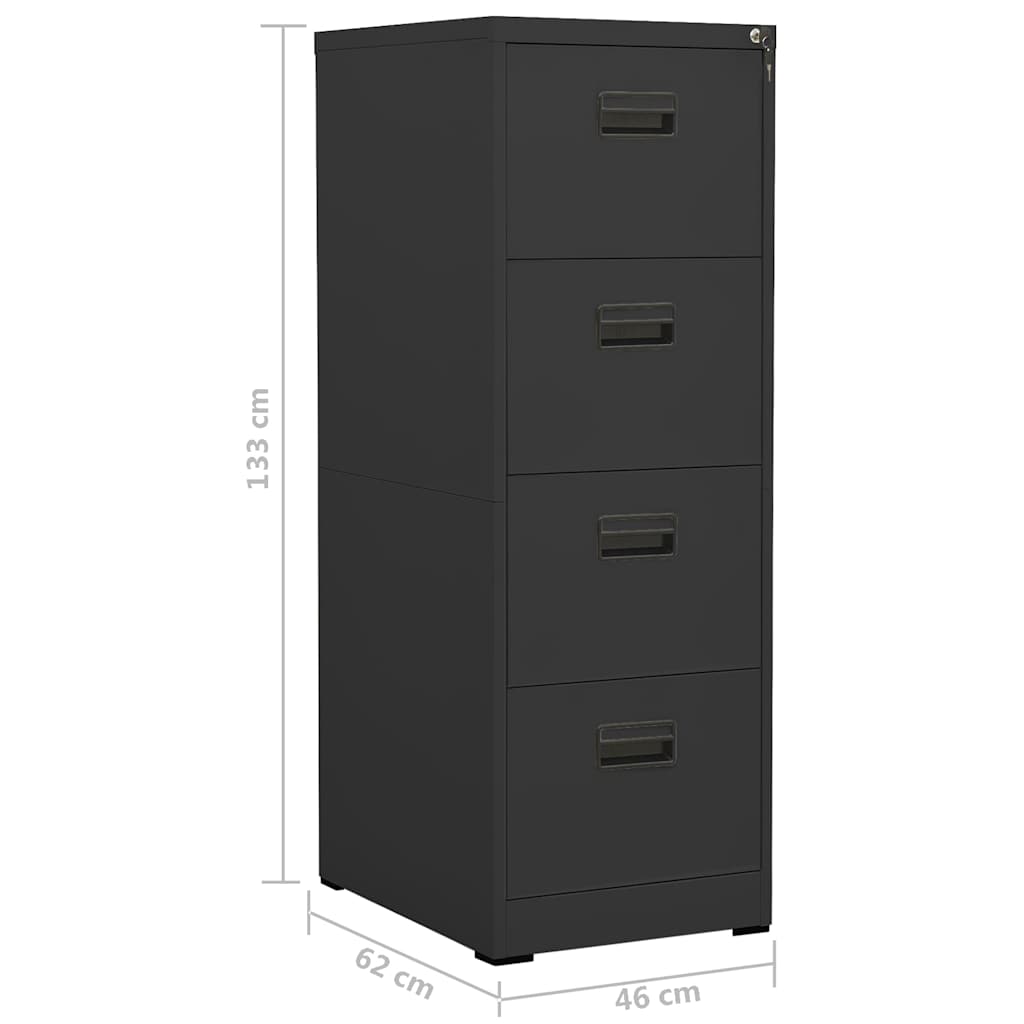 Filing Cabinet Anthracite 46x62x133 cm Steel