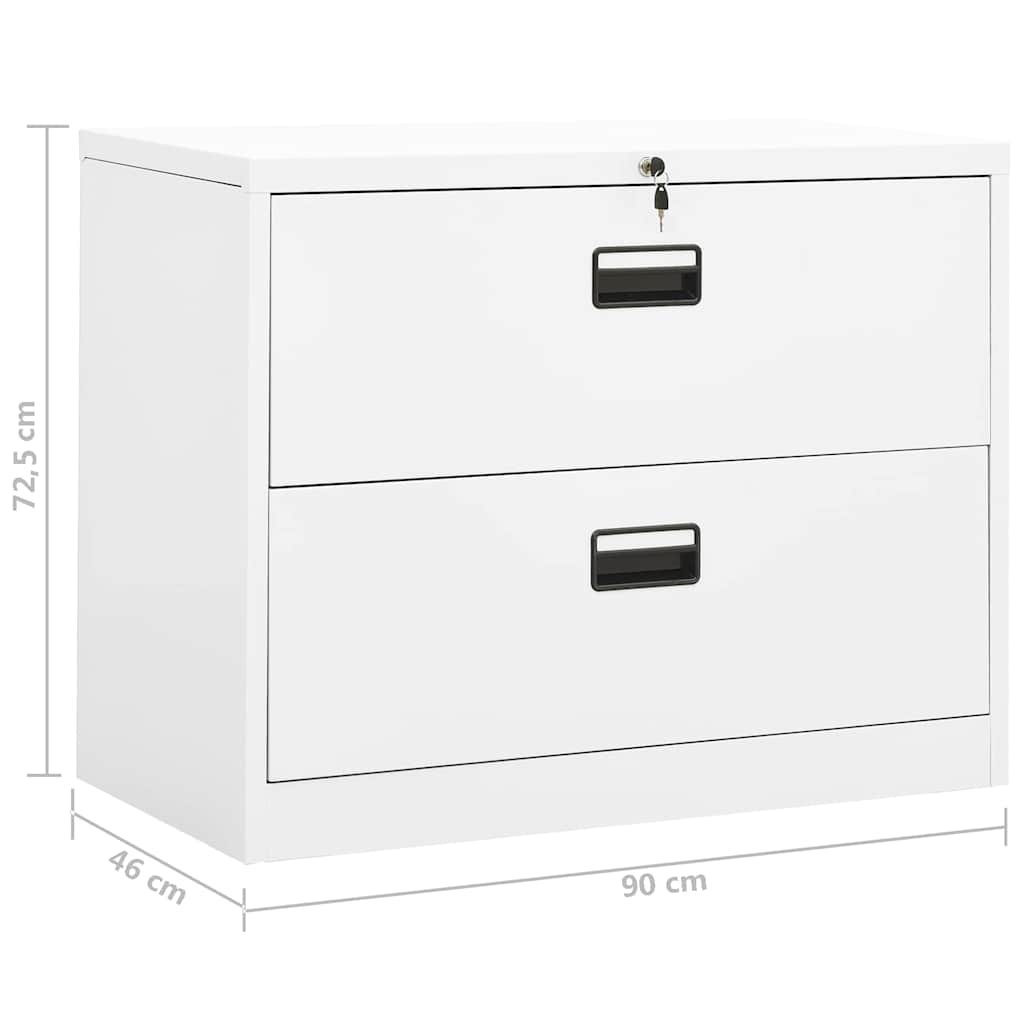 Filing Cabinet | White | Steel | 90x46x72.5 cm | Durable | Filing Cabinet