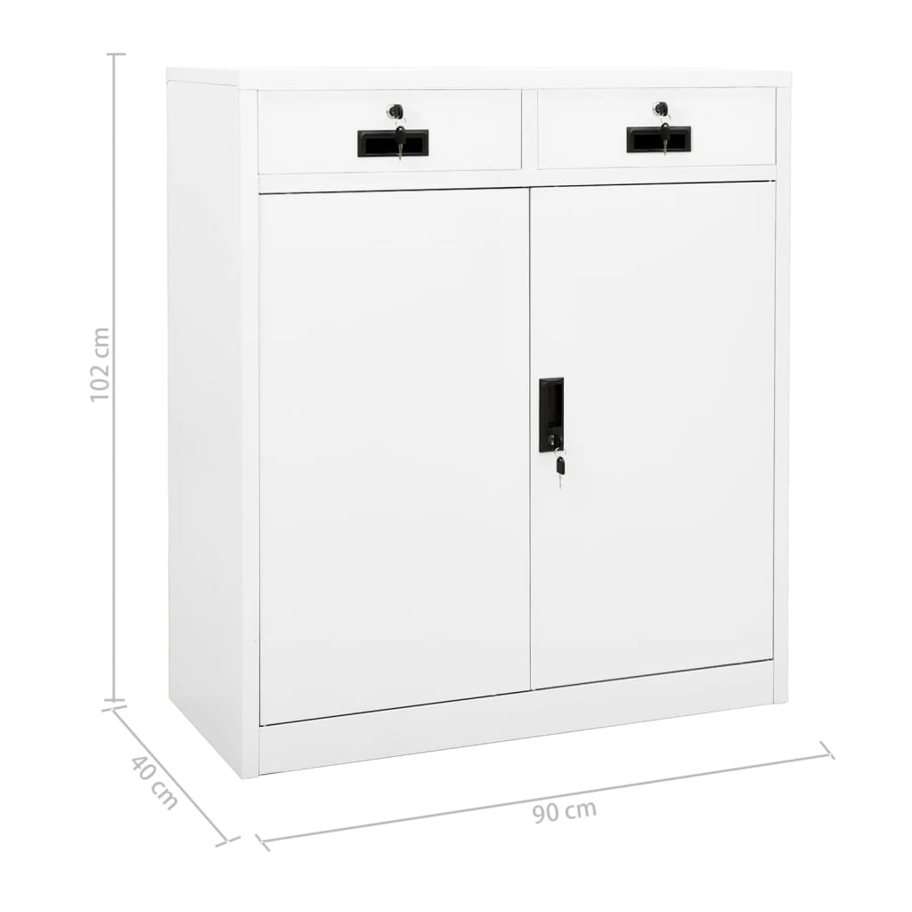 336409 vidaXL Office Cabinet White 90x40x102 cm Steel