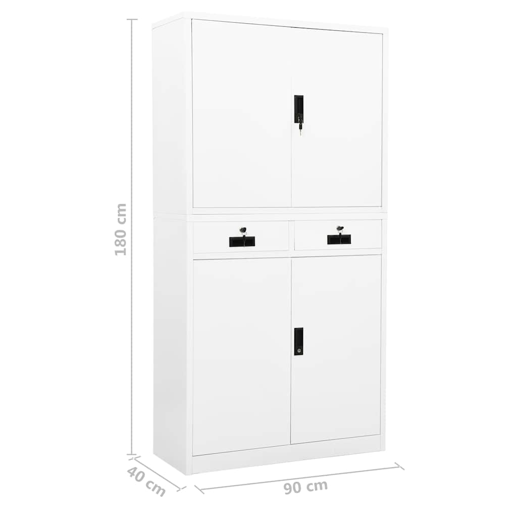 336417 vidaXL Office Cabinet White 90x40x180 cm Steel
