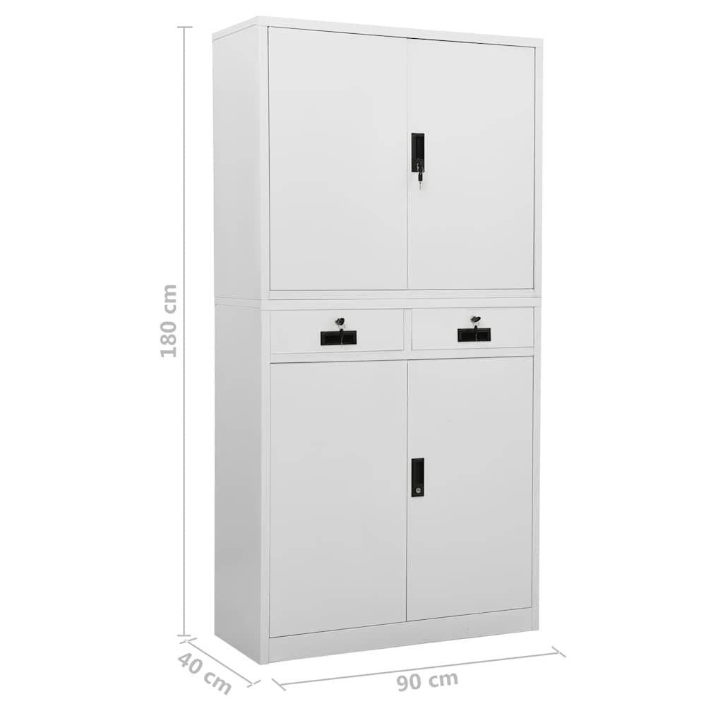 336418 vidaXL Office Cabinet Light Grey 90x40x180 cm Steel