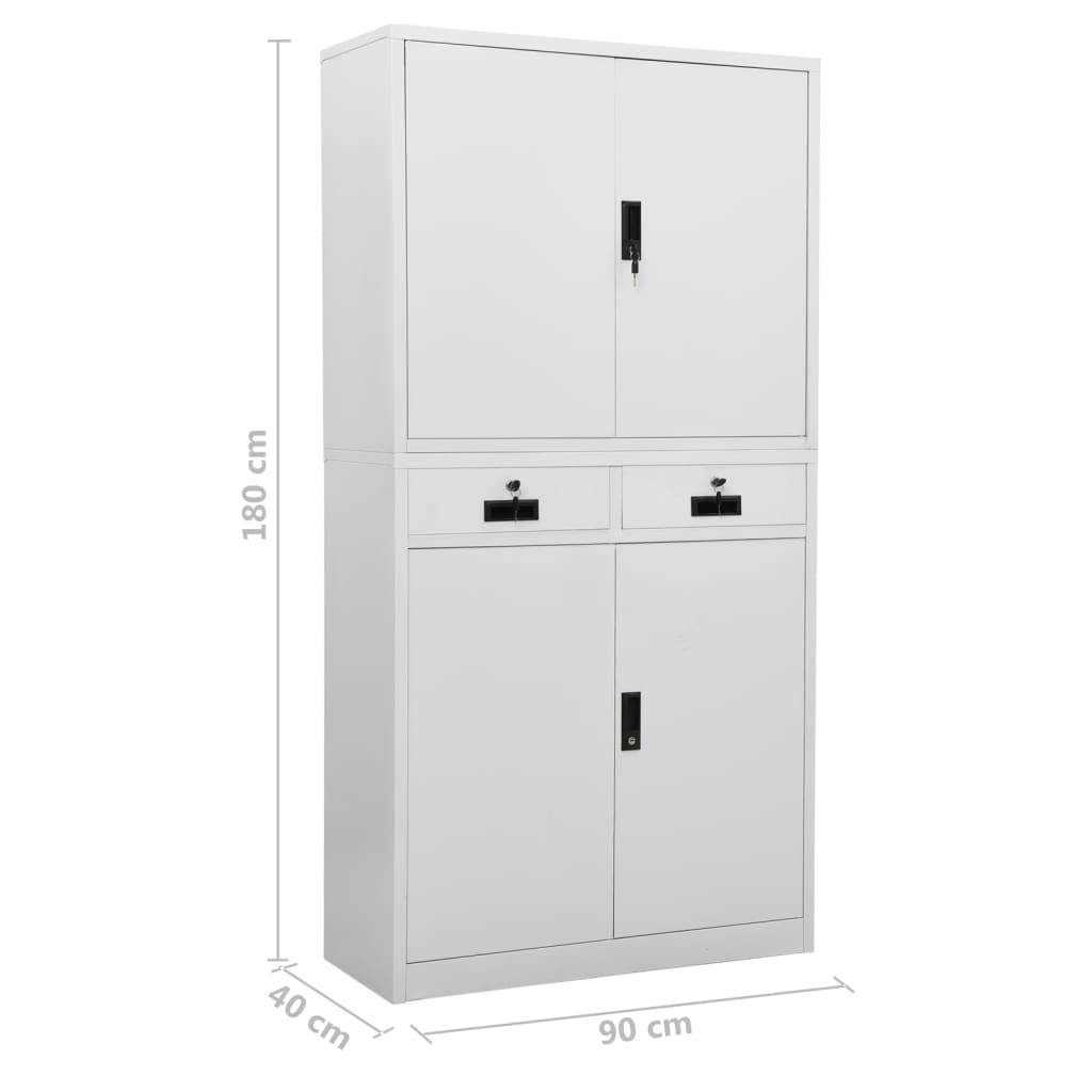 Office Cabinet Light Grey 90x40x180 cm Steel