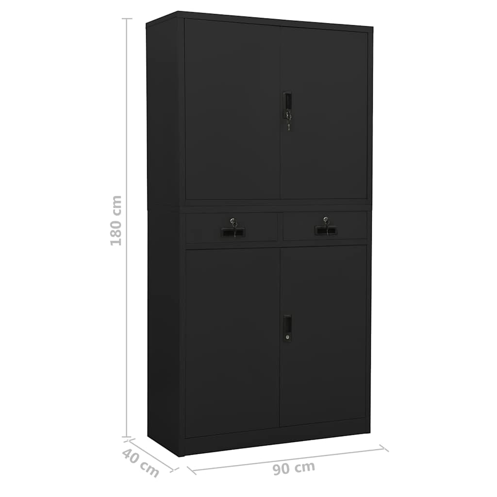 336420 vidaXL Office Cabinet Anthracite 90x40x180 cm Steel