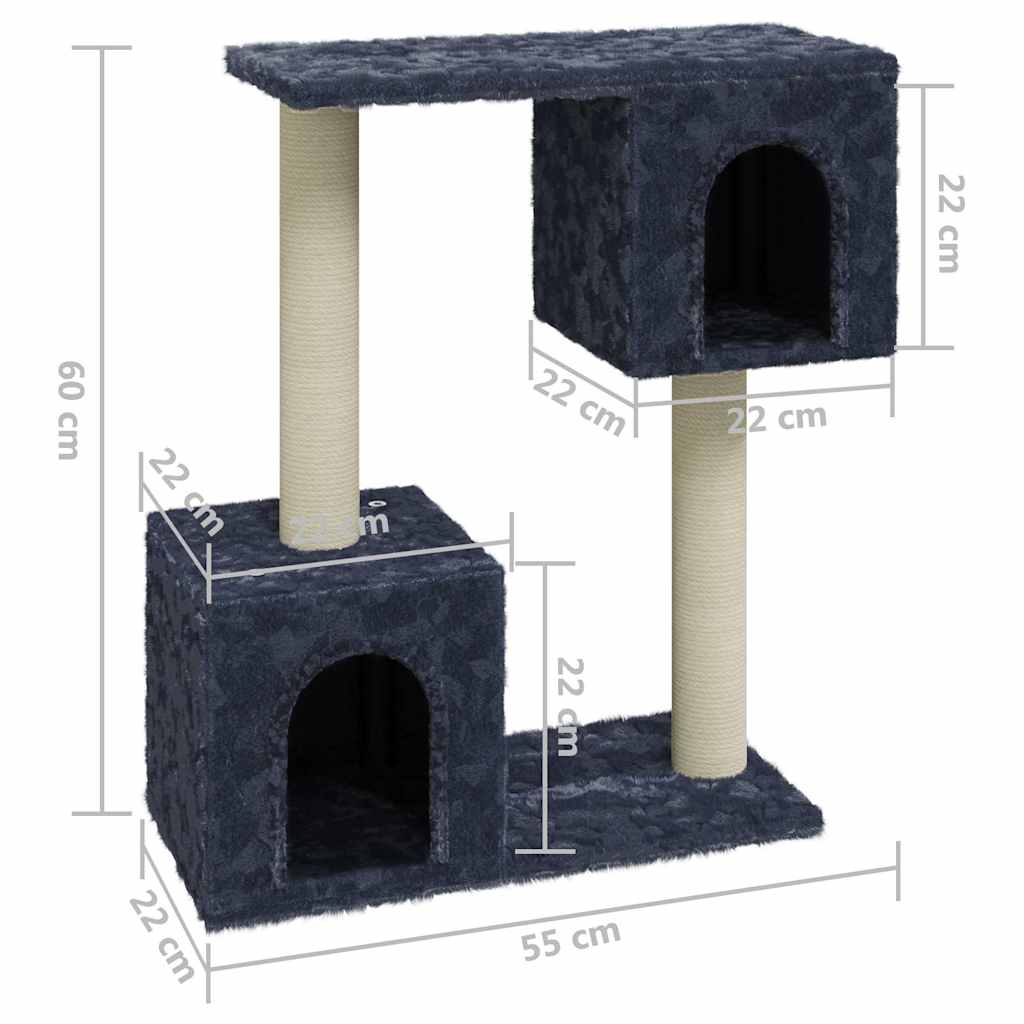 171432 vidaXL Cat Tree with Sisal Scratching Posts Dark Grey 60 cm
