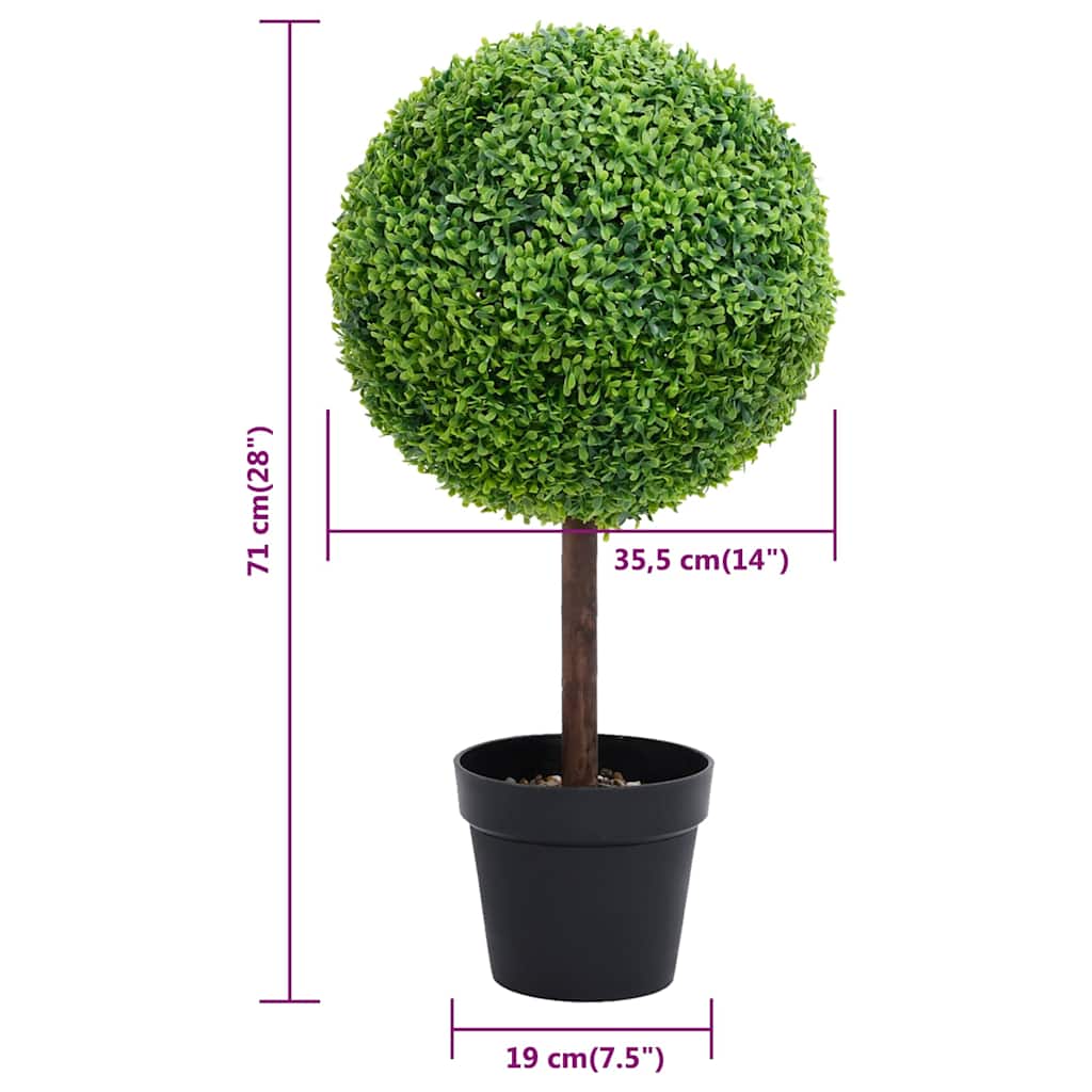 336508 vidaXL Artificial Boxwood Plant with Pot Ball Shaped Green 71 cm
