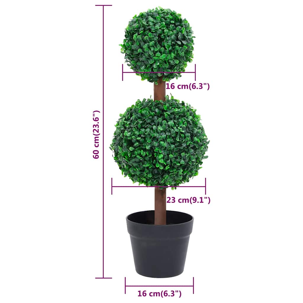 336510 vidaXL Artificial Boxwood Plant with Pot Ball Shaped Green 60 cm