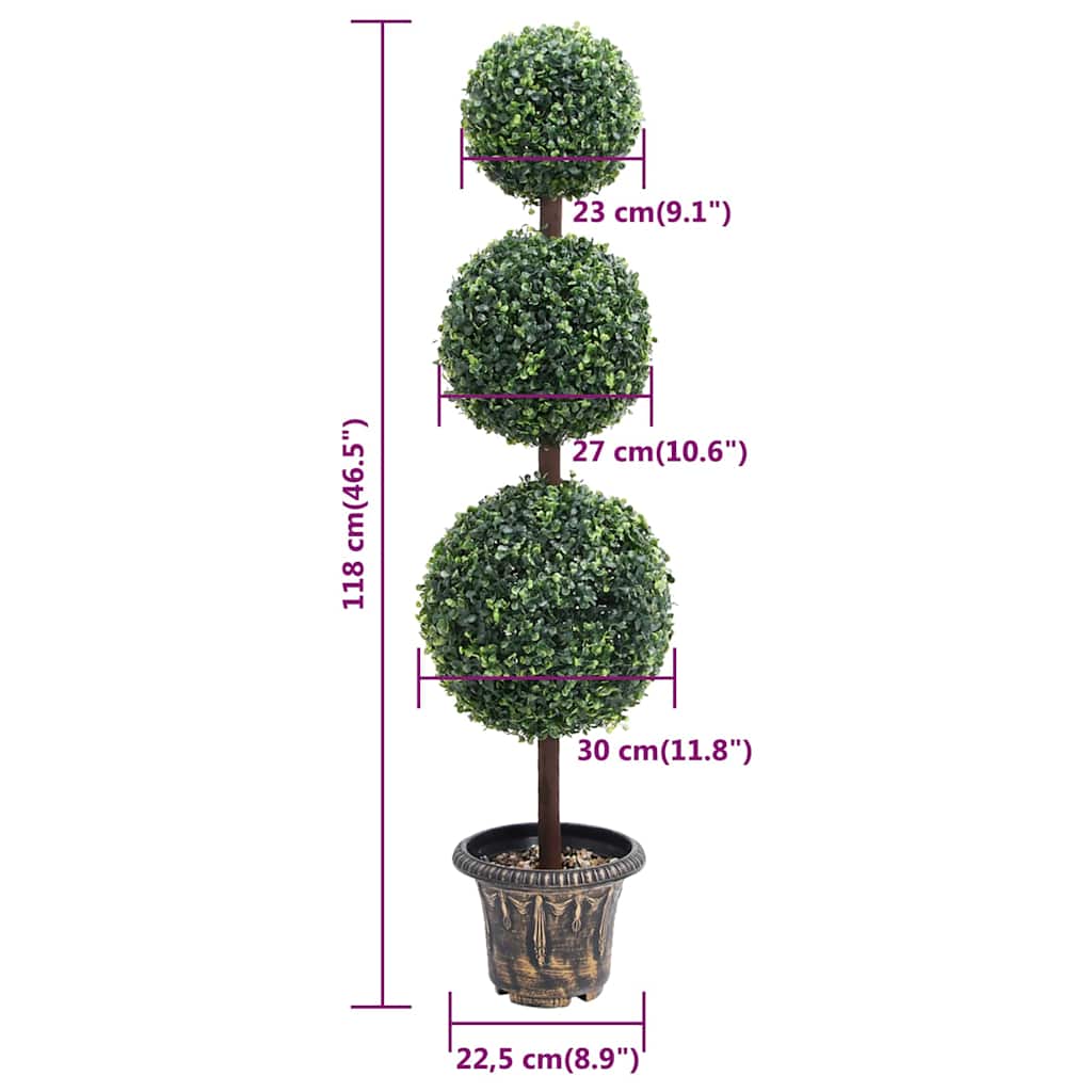 336511 vidaXL Artificial Boxwood Plant with Pot Ball Shaped Green 118 cm