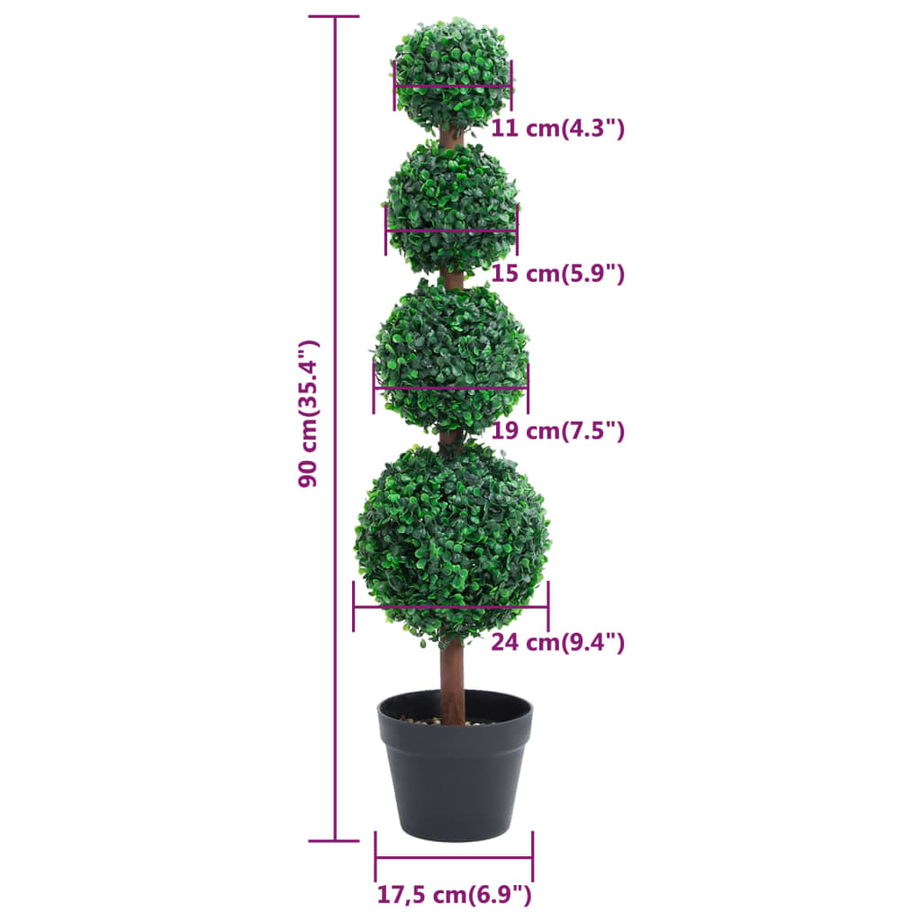 336512 vidaXL Artificial Boxwood Plant with Pot Ball Shaped Green 90 cm