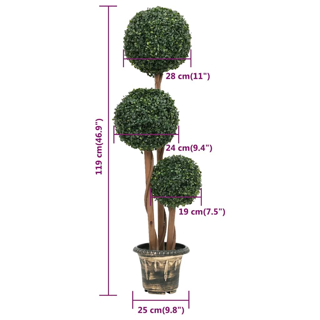 336514 vidaXL Artificial Boxwood Plant with Pot Ball Shaped Green 119 cm