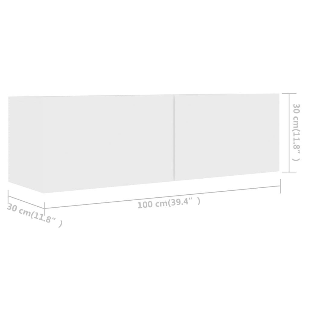 4 Piece TV Cabinet Set White 100x30x30 cm Engineered Wood