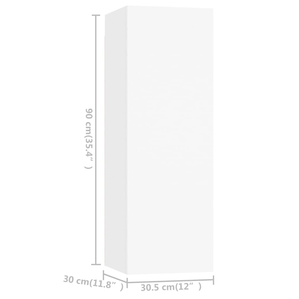 8 Piece TV Cabinet Set White Engineered Wood