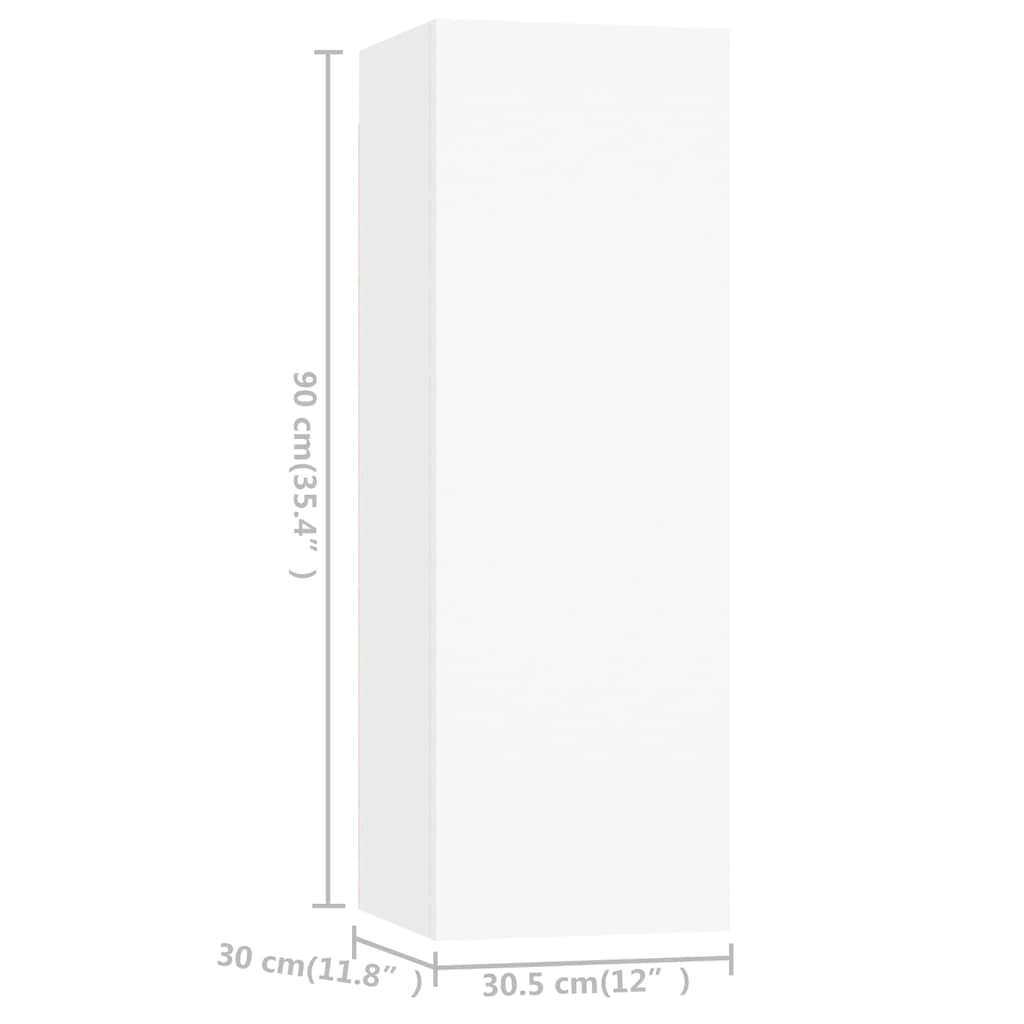 8 Piece TV Cabinet Set White Engineered Wood