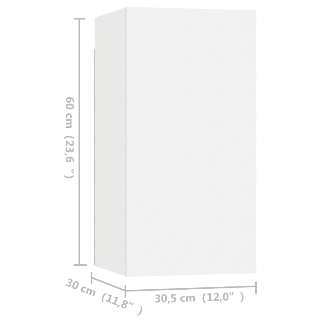 4 Piece TV Cabinet Set White 30,5x30x60 cm Engineered Wood
