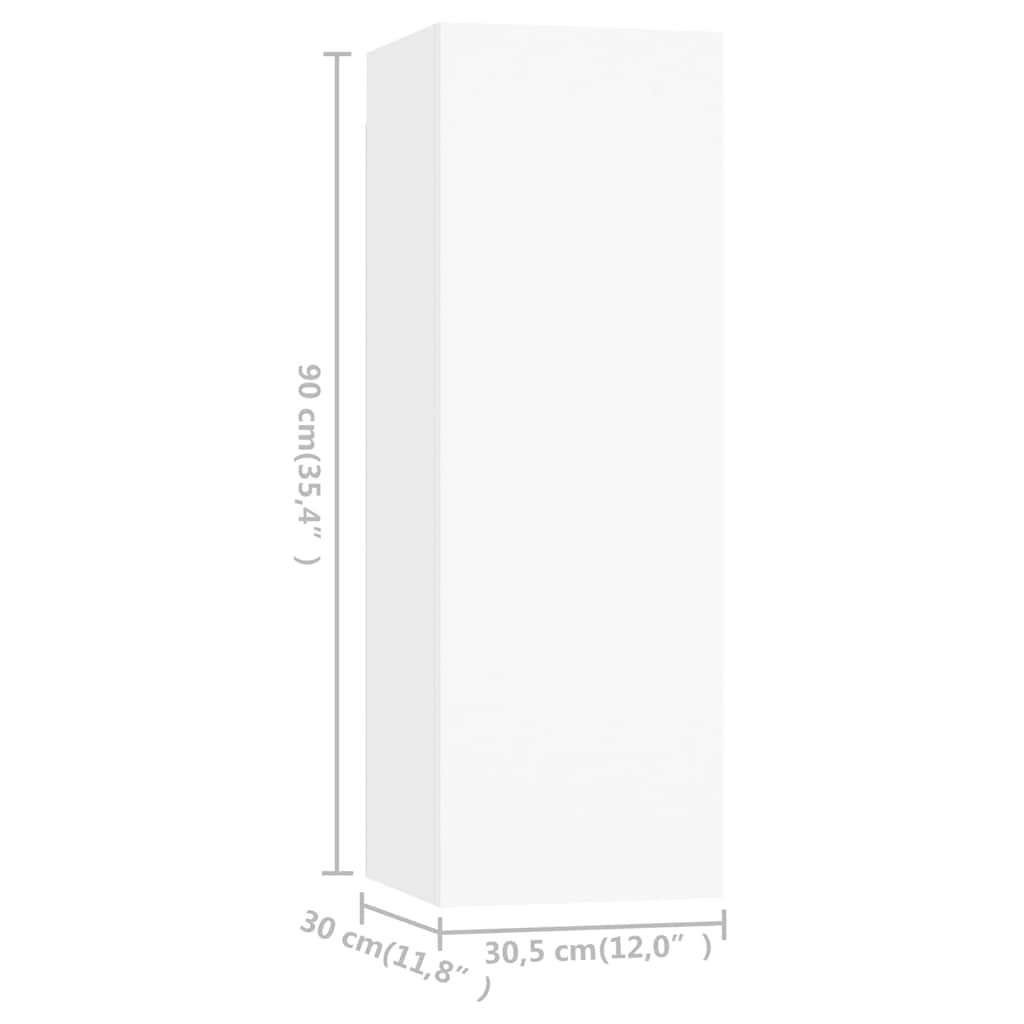 TV Cabinet | Set of 4 | White | Engineered Wood | Wall Mounted TV Cabinet