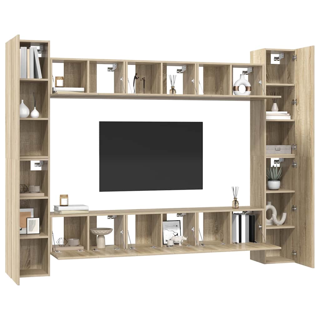 10 Piece TV Cabinet Set Sonoma Oak Engineered Wood