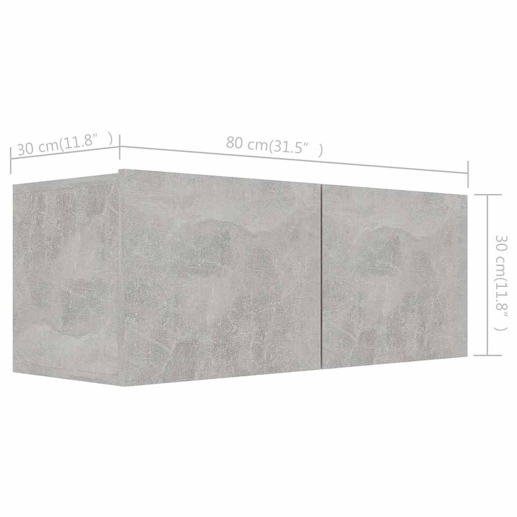 4 Piece TV Cabinet Set Concrete Grey 80x30x30 cm Engineered Wood